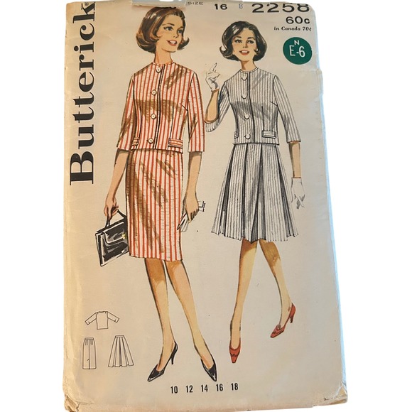 Butterick Other - Butterick Sewing Pattern 2258 Misses Size 16 Pink Vintage 1960s Jacket Skirt Set